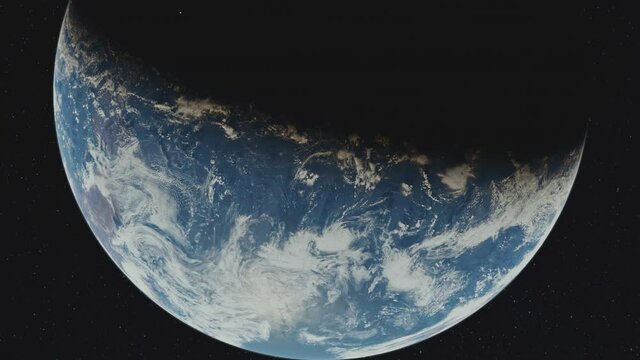 Approaching planet earth from space. Photorealistic cinematic grading and detail