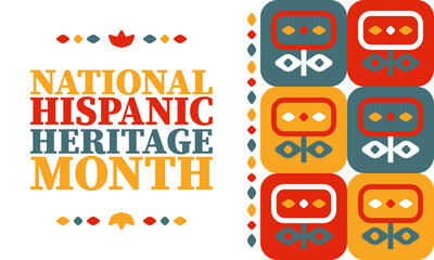 National Hispanic Heritage Month in United States. Celebrate annual in September and October. Latin American and Hispanic ethnicity culture. National fabric vector textures. Traditional festival