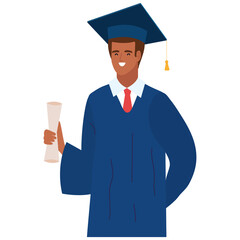 man afro graduate with diploma