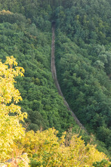 Top view on the railway in the nature