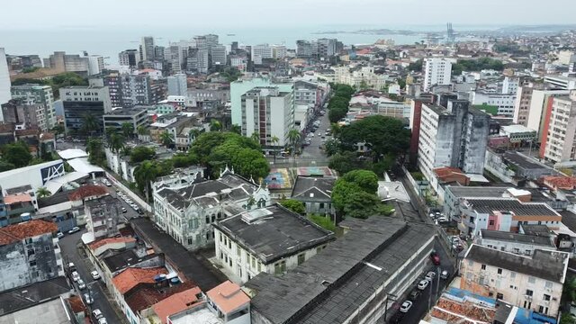 salvador, bahia, brazil - november 3, 2021: aerial view of popular dwellings in the central region of the city of Salvador.