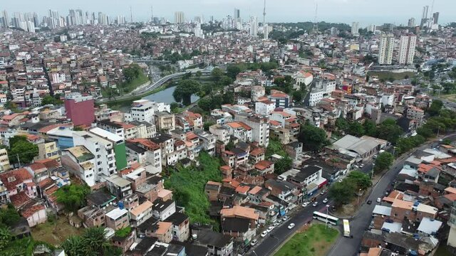 salvador, bahia, brazil - november 3, 2021: aerial view of popular dwellings in the central region of the city of Salvador.