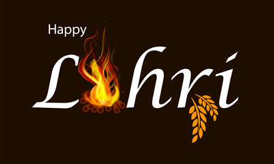 Typography to Lori for the Punjabi harvest festival, vector art illustration.