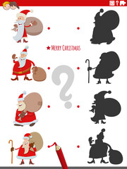educational shadow game with cartoon Santa Claus characters