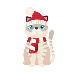 adorable cat with santa hat
