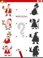 educational shadow activity with cartoon Santa Claus