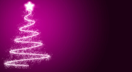 Fondo rosa navideño con árbol de navidad en luces.