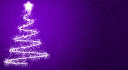Fondo morado navideño con árbol de navidad en luces.