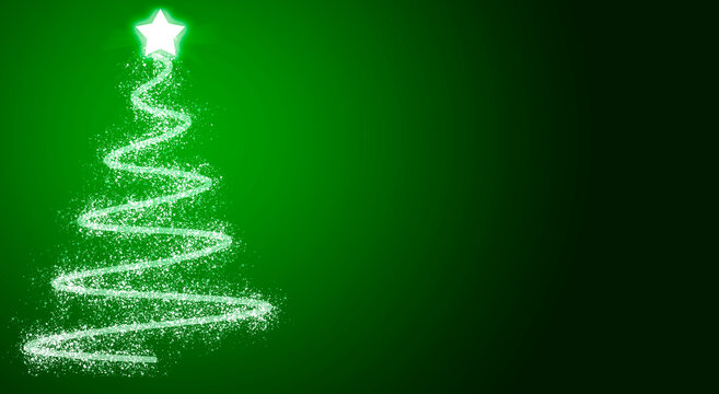 Fondo Verde Navideño Con árbol De Navidad En Luces.