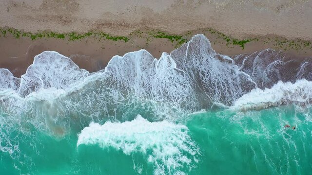 Waves flooding beach in Shabla town on the Black Sea coast in Bulgaria, 4k video