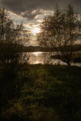 Lanscape lake sunset