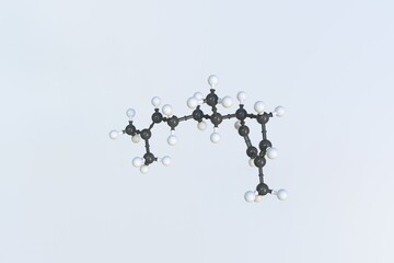 Zingiberene molecule, scientific molecular model, looping 3d animation