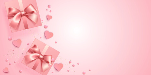 Elegante realistic romantic women holiday background. Place for text. Vector llustration for greeting with Happy Valentine Day, Woman Day or Mother Day. Vector illustration