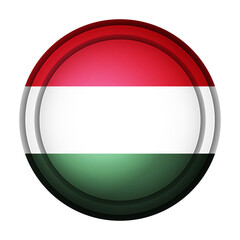 Glass light ball with flag of Hungary. Round sphere, template icon. Hungarian national symbol. Glossy realistic ball, 3D abstract vector illustration highlighted on a white background. Big bubble