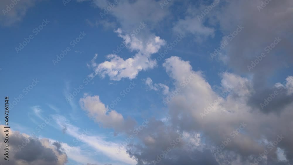 Wall mural White clouds on a blue sky in Shabla town on the Black Sea coast in Bulgaria, 4k video