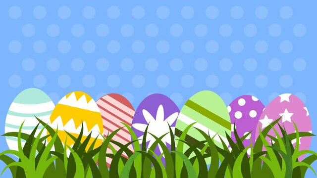 Easter eggs in grass cartton animation