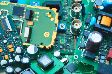 Electronic boards with microchips, electronic components and precious metals for recycling