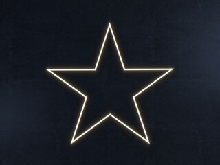 Fototapeta premium 3d rendering of an illuminated 5-pointed star on dark bluish concrete background