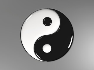 3d rendering of the ancient symbol of Tao (yin and yang) with a liquid glossy look