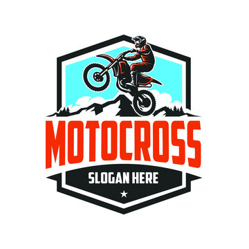Motocross club badge emblem ready made logo template vector isolated