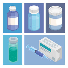 five medicine pharmacy icons