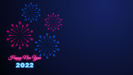 neon light happy new year banner or poster background with space for text