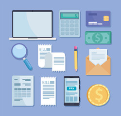 twelve financial business icons