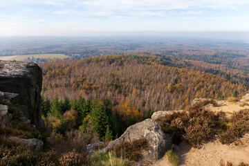 Beautiful autumn Nature and Landscape in the sandstone Mountains in the north Bohemia, Elbe sandstone, protected Landscape Area, Czech Republic