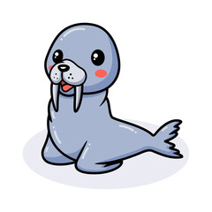 Obraz premium Cute little walrus cartoon posing