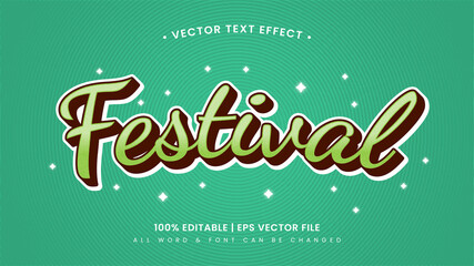 Festival vintage retro 3d text style effect. Editable illustrator text style.