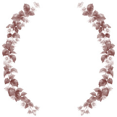 いちごの半円形装飾フレームセピア