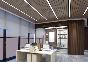 3d render working office