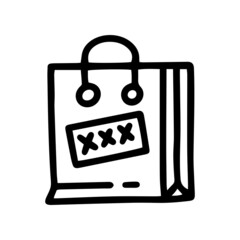 sex shop bag line vector doodle simple icon