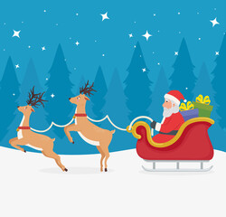 Fototapeta premium reindeer with santa carriage