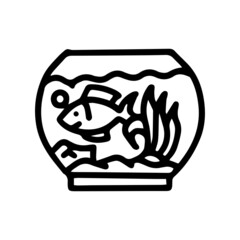 aquarium pet fish line vector doodle simple icon