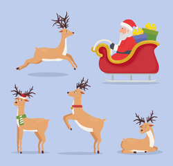 five reindeer animals icons