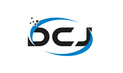 dots or points letter DCJ technology logo designs concept vector Template Element