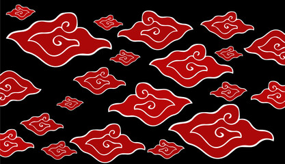 BACKGROUND BATIK INDONESIA CULTURE MEGA MENDUNG RED BLACK