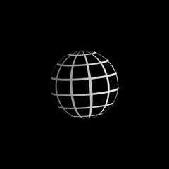 Illustration of a wire frame planet sphere, isolated on a gray background. Vector illustration, eps 10.