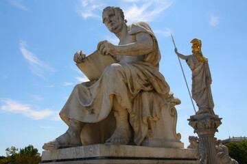 Fototapeta na wymiar Austrian parliament. Statue. Vienna, Austria