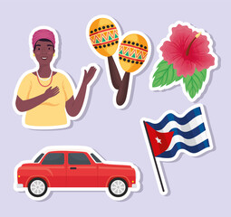 cuba country five icons