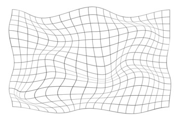 Geometric background with a waving grid and a distortion in the form of blowing. illustration