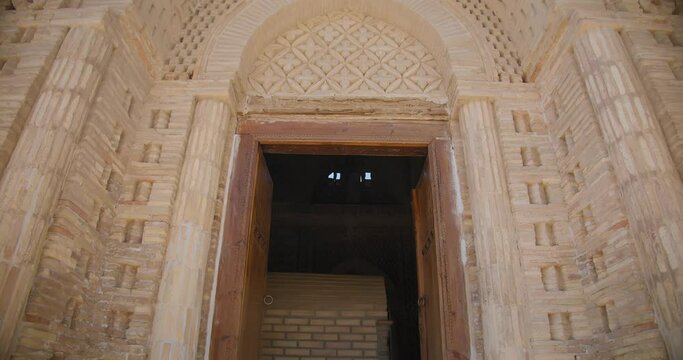 Bukhara Uzbekistan outside of Ismail Somoni Mausoleum. Built-in 905, and this is the oldest Muslim monument in Bukhara 11 of 15 main entrance