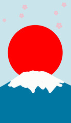 mountain fuji with sun , Japan theme