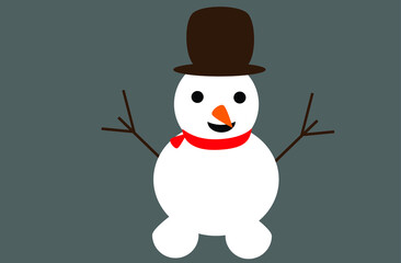 Snowman white wear hat brown cheerful is pointing finger character cartoon emotion very happy smile decoration ornament merry christmas happy new year holiday vacation winter december january season 