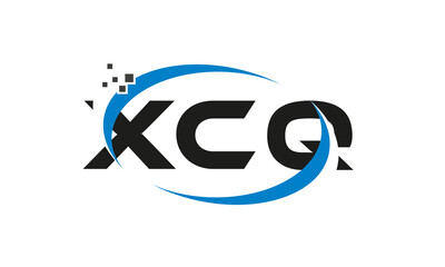 dots or points letter XCQ technology logo designs concept vector Template Element