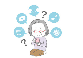スマートフォンの操作がわからなくて困っている女性