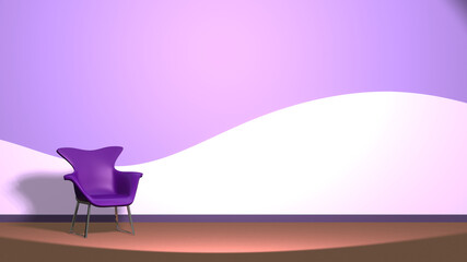 個性的な椅子　紫の壁　3DCG　部屋　インテリア