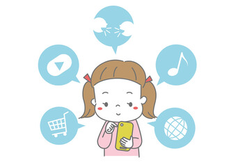 スマートフォンの色々な機能を使いこなしている女の子
