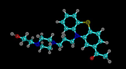 Acetophenazine molecular structure isolated on black